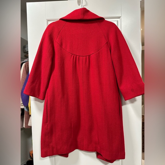 Women’s Tulle Red Pea Coat - Picture 2 of 6